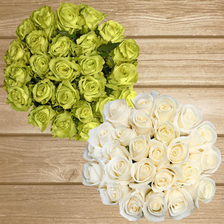 Duo White - Green Roses