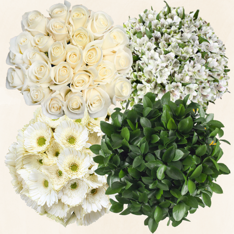 Flower Combo Box #5 Roses, Gerbera Daisies, Alstroemeria & Ruscus PK140 Stems