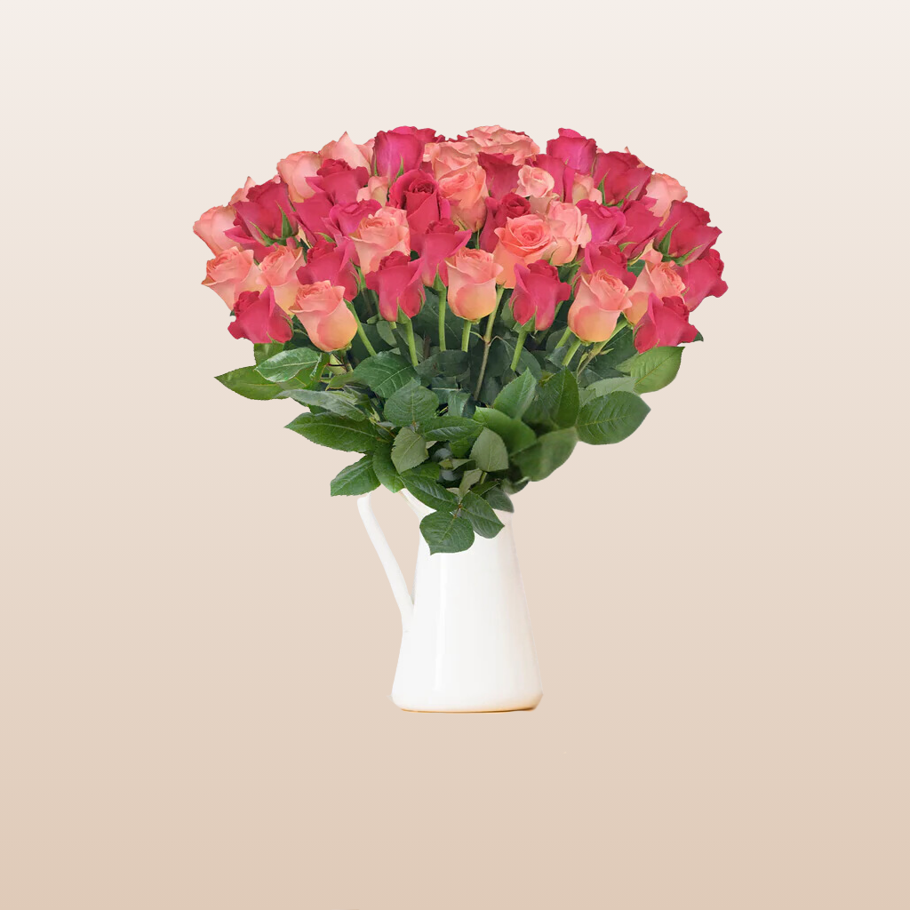 Duo Hot Pink - Light Pink Roses