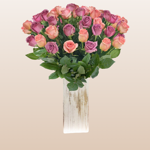 Duo Lavender - Light Pink Roses