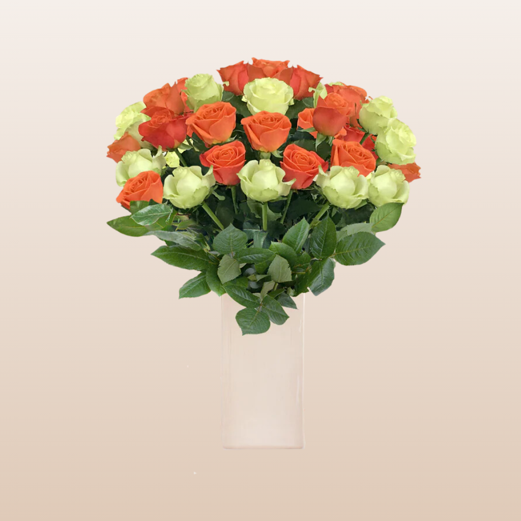 Duo Orange - Green Roses