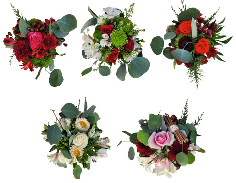 Messy Petite Roses Christmas Bouquets