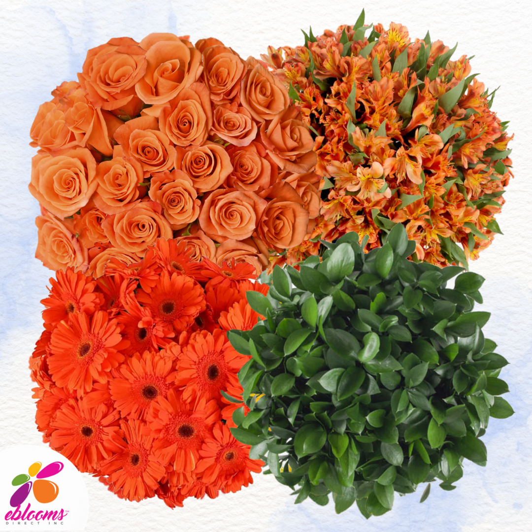 Flower Combo Box #5 Roses, Gerbera Daisies, Alstroemeria & Ruscus PK130 Stems
