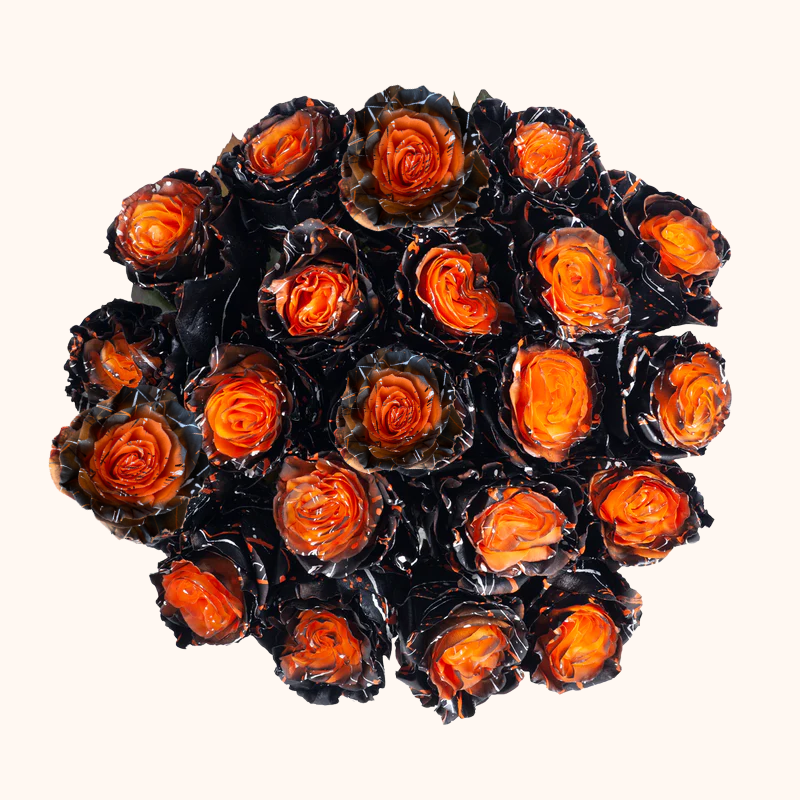 Halloween Spooky Orange & Black Tinted Roses