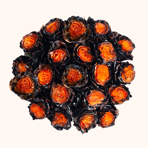 Halloween Spooky Orange & Black Tinted Roses