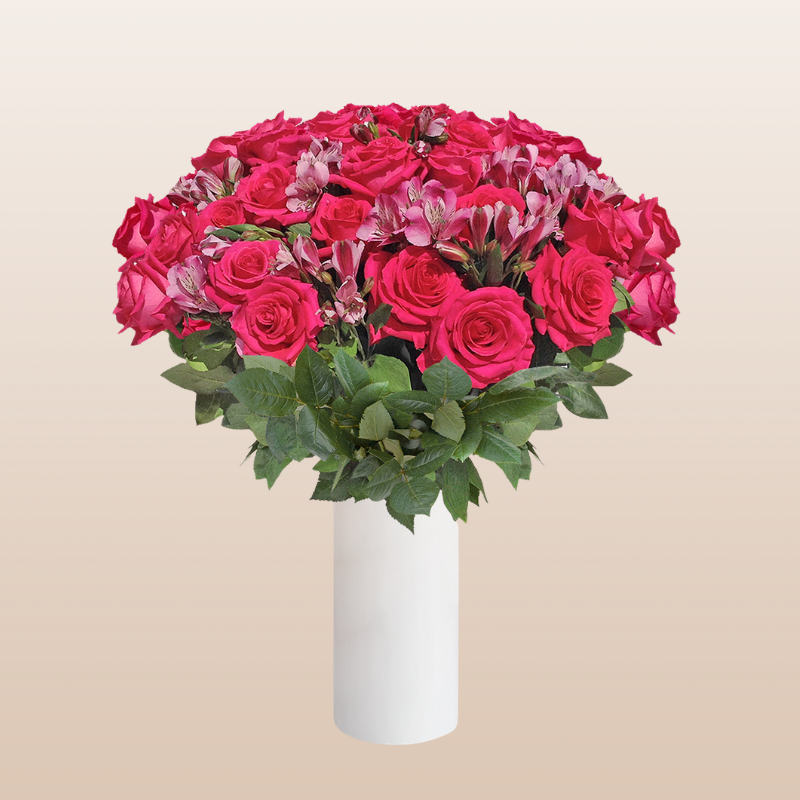 Rose - Alstroemeria Hot Pink Bouquet Pack 8