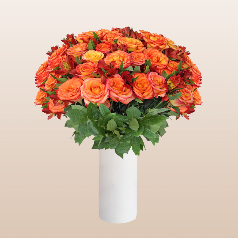 Rose - Alstroemeria Bouquet Orange Pack 8