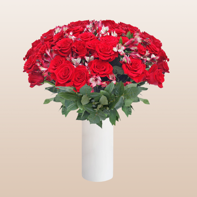 Rose - Alstroemeria Bouquet Red Pack 8