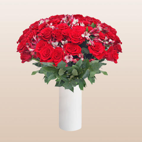 Rose - Alstroemeria Bouquet Red Pack 8