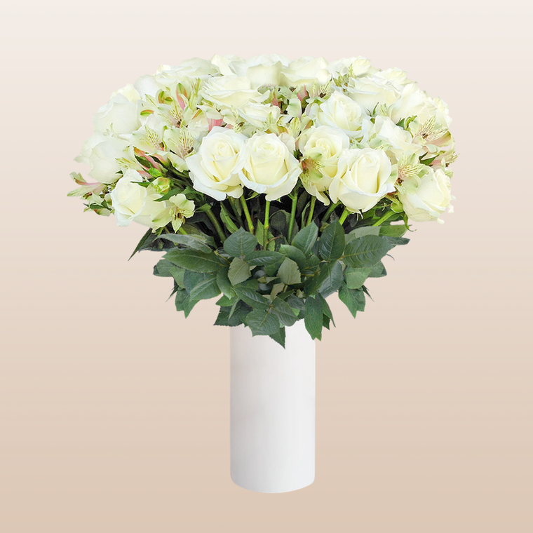 Rose - Alstroemeria Bouquet White Pack 8