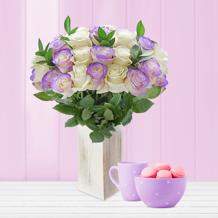 Roses Airbrushed Bouquet Lavender 50cm