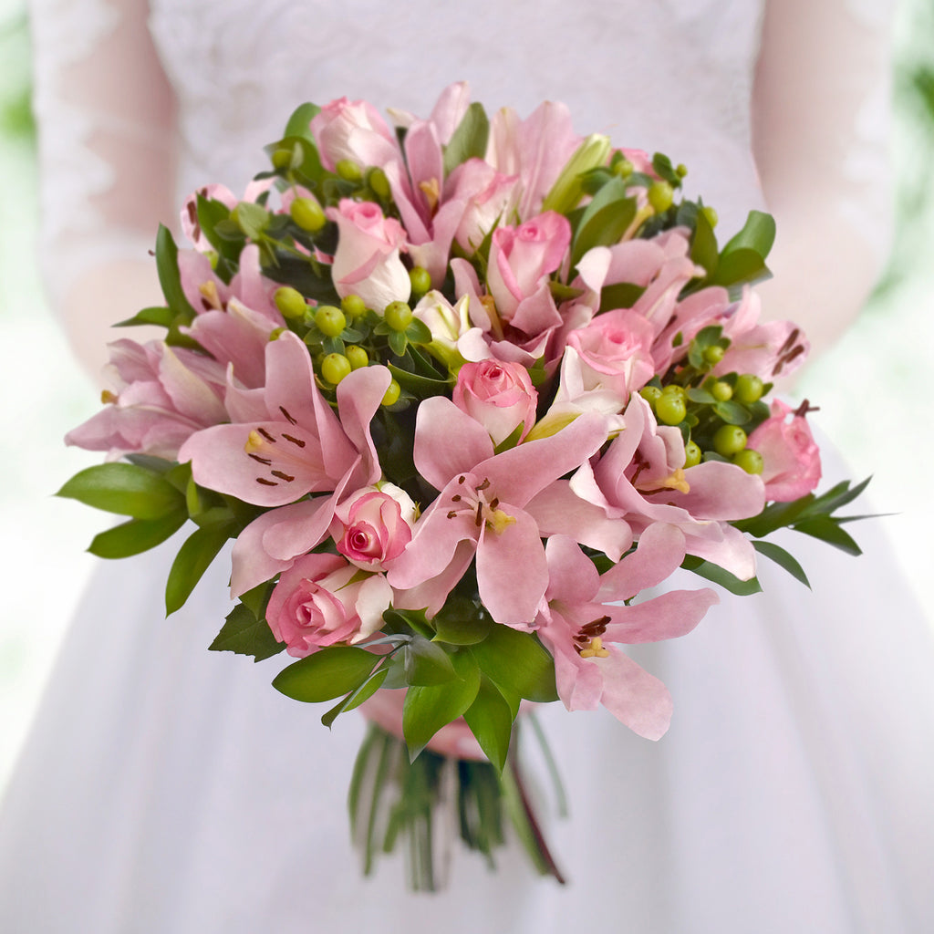 30 stems Mixed bouquet 50cm Graceful Elegance - Light Pink - Pack 5 - EbloomsDirect