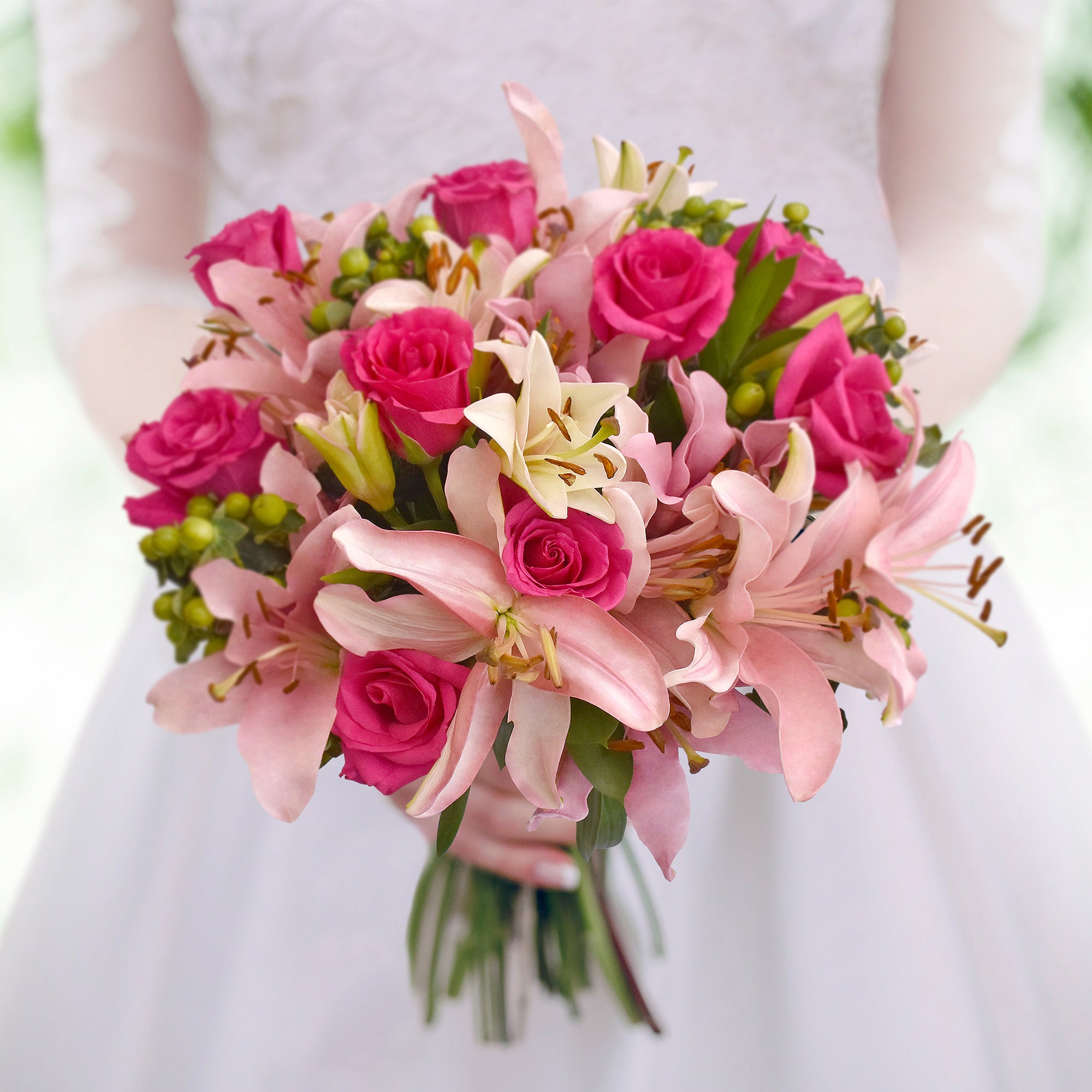 Graceful Elegance Bqt Box - Hot Pink - Light Pink