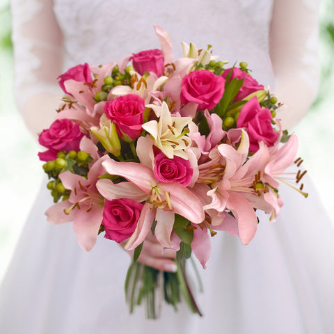 Graceful Elegance Bqt Box - Hot Pink - Light Pink