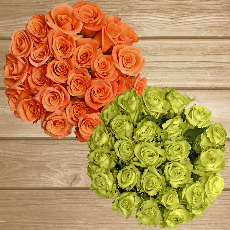 Duo Orange - Green Roses