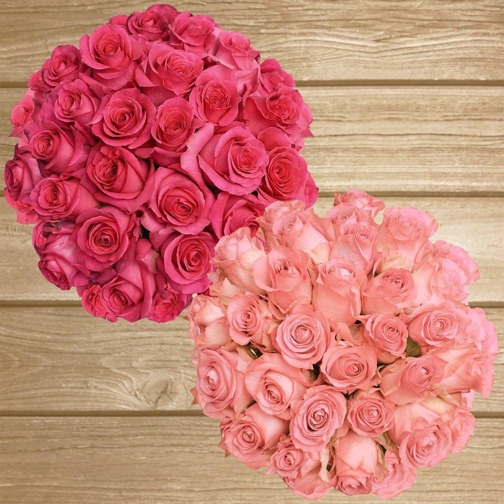 Hot Pink and Light pink roses the best flower arrangement centerpieces bouquets to order online for any ocassion weddings, or event planners  and Valentine's day