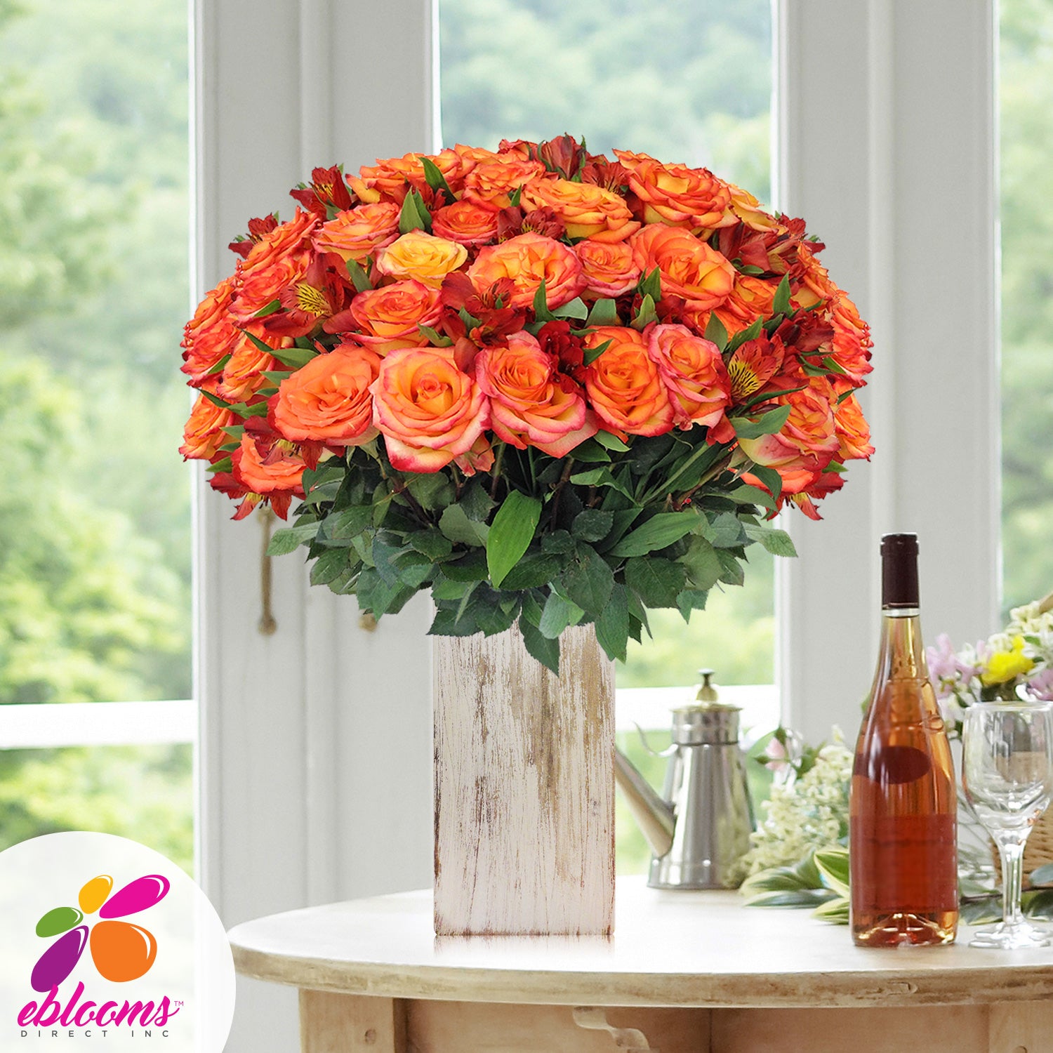Orange Alstroemeria & Rose Bouquet, Pack 8, 40 cm