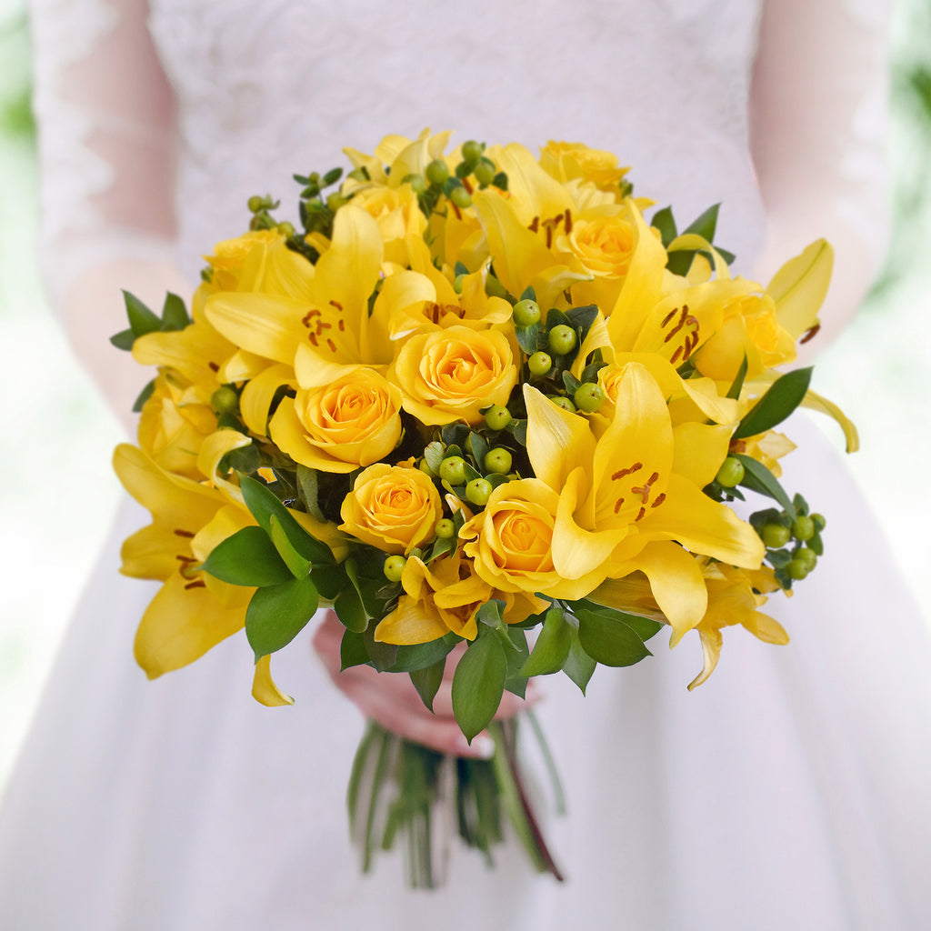 30 stems Mixed bouquet 50cm Graceful Elegance - Yellow - Pack 5 - EbloomsDirect