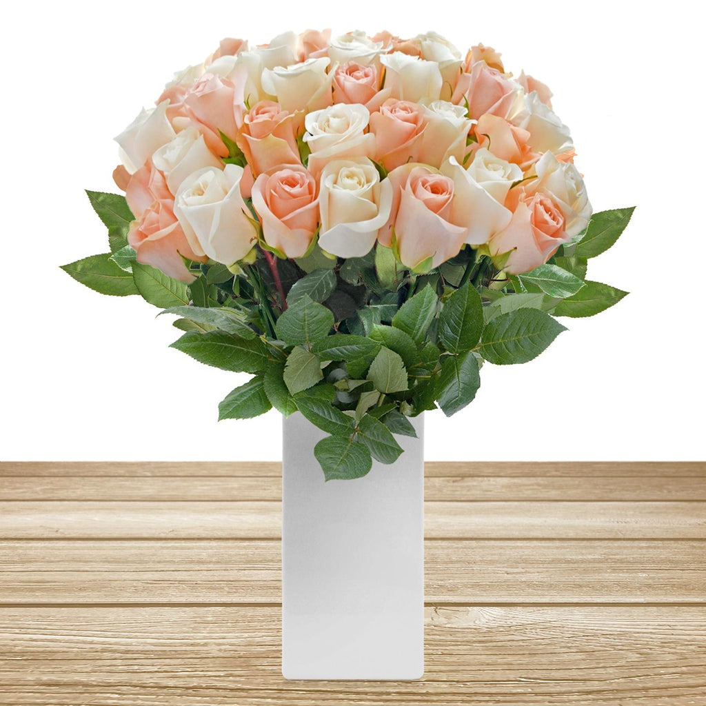 Roses White and Peach