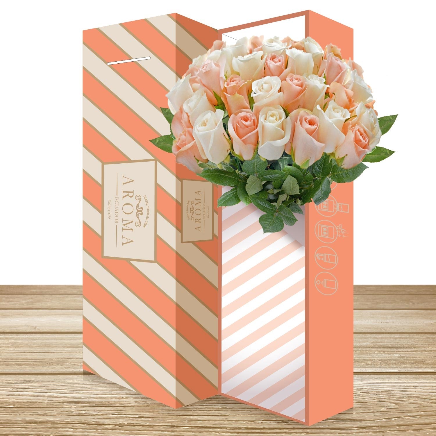 Roses White and Peach