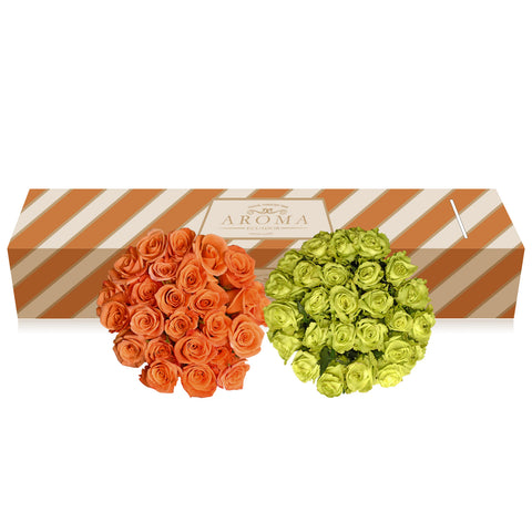 Green and orange roses the best flower arrangement centerpieces bouquets to order online for any ocassion weddings, or event planners and valentine's day