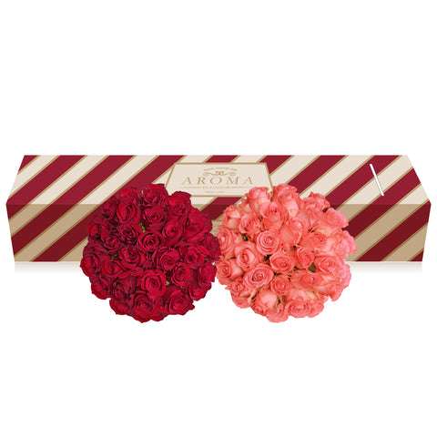 Red and Coral roses the best flower arrangement centerpieces bouquets to order online for any ocassion weddings, or event planners and valentine's day