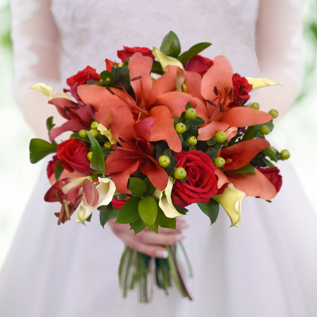 30 stems Mixed bouquet 50cm Royal Affair - Red/Coral - Pack 5- EbloomsDirect