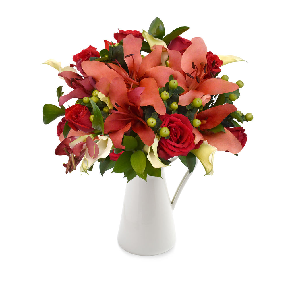 30 stems Mixed bouquet 50cm Royal Affair - Red/Coral - Pack 5- EbloomsDirect