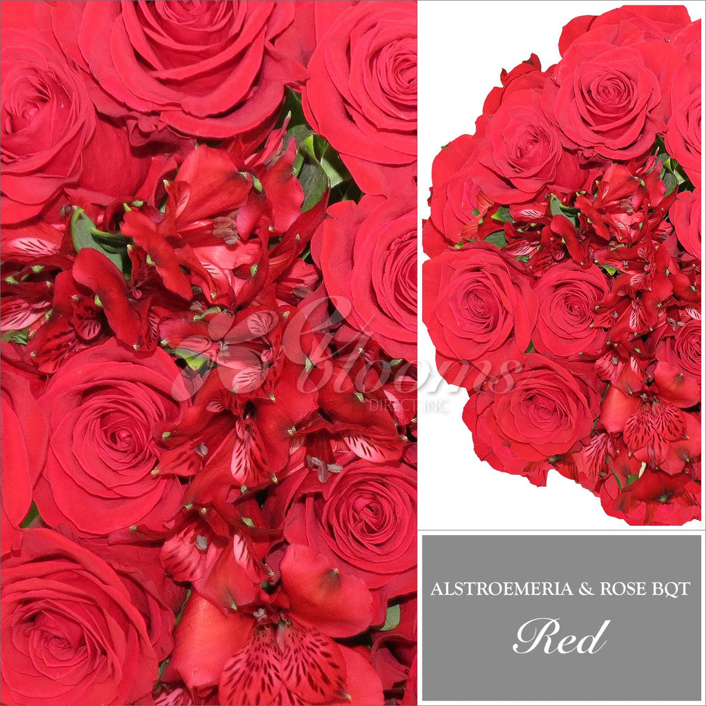 Red Alstroemeria & Rose Bouquet, Pack 8, 40 cm